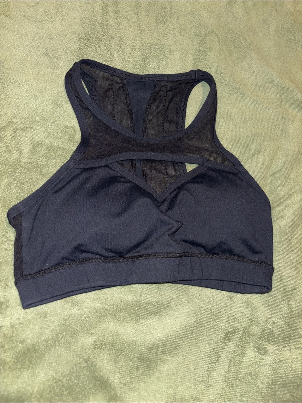 BuffBunny Navy High-Neck Mesh Racerback Sports Bra